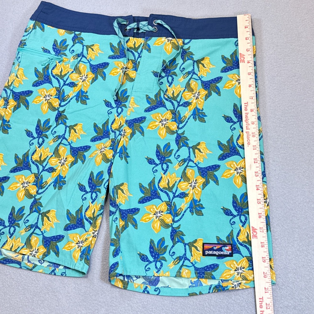 PATAGONIA Stretch Wavefarer Boardshorts 21" Mens 36 Blue Floral Swim Trunks - Picture 9 of 11